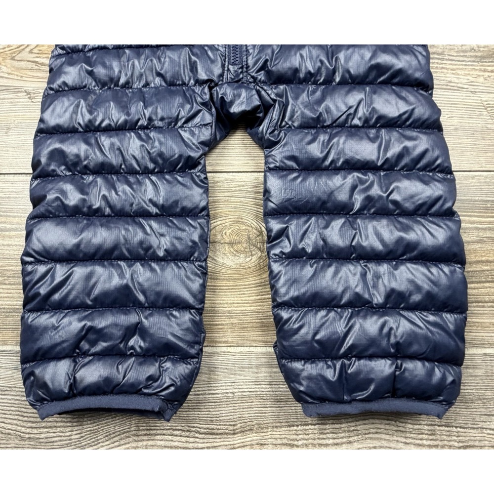 Primary Navy & Rainbow Striped Hooded Puffer Snowsuit 6-12 Months Lightweight - Picture 8 of 12